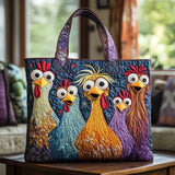 Bolso acolchado hecho a mano – Cinco gallinas coloridas