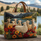 Bolso acolchado hecho a mano – Ovejas en el lago