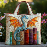 Bolso de mano acolchado – Dragón esmeralda, guardián de los libros