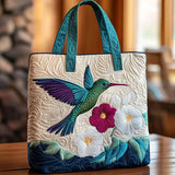 Bolso acolchado hecho a mano – Colibrí y flor blanca