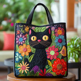 Bolso acolchado hecho a mano – Gato negro encantado