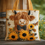 Bolso acolchado hecho a mano – Vacas de Highland con girasoles