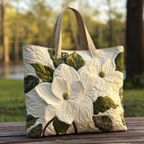 Bolso acolchado hecho a mano – Elegantes lirios blancos