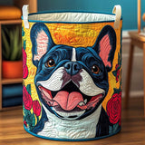 Canastro de Lavadero Acolchado – Bulldog Francés en Flores