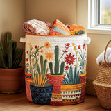 Canastro de Lavadero Acolchado – Cactus al Atardecer