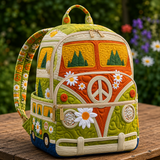 Mochila Boho Acolchada – Autobús en el Bosque