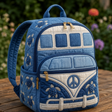 Mochila Boho Acolchada – Denim con Tortuga Marina