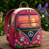 Mochila Boho Acolchada – Tulipanes al Atardecer