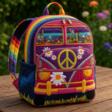Mochila Boho Acolchada – Jardín de Flores Silvestres
