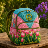 Mochila Boho Acolchada – Tulipanes y Tranquilidad