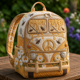 Mochila Boho Acolchada – Abejas y Miel