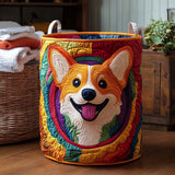 Canastro de Lavadero Acolchado – Corgis Coloridos