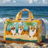 Bolsa de viaje acolchada – Corgi en la playa