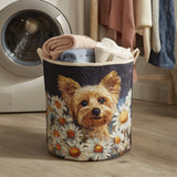 Canastro de Lavadero Acolchado – Yorkshire Terrier en Flores