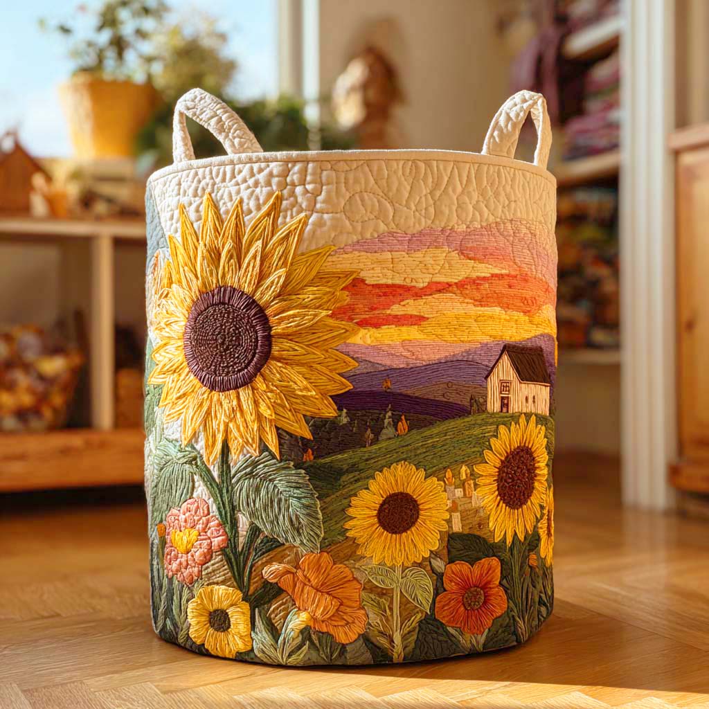 Canastro de Lavadero Acolchado – Sueño de Girasol