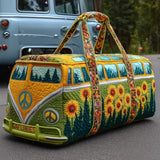 Bolsa de viaje acolchada – Autobús hippie con girasoles