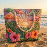 Bolso de playa de patchwork – Amanecer tropical – espacioso y ligero