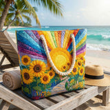 Bolso de playa patchwork – Sol arcoíris – espacioso y ligero