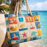 Bolsa de playa de patchwork – Elegancia veraniega – espaciosa y ligera