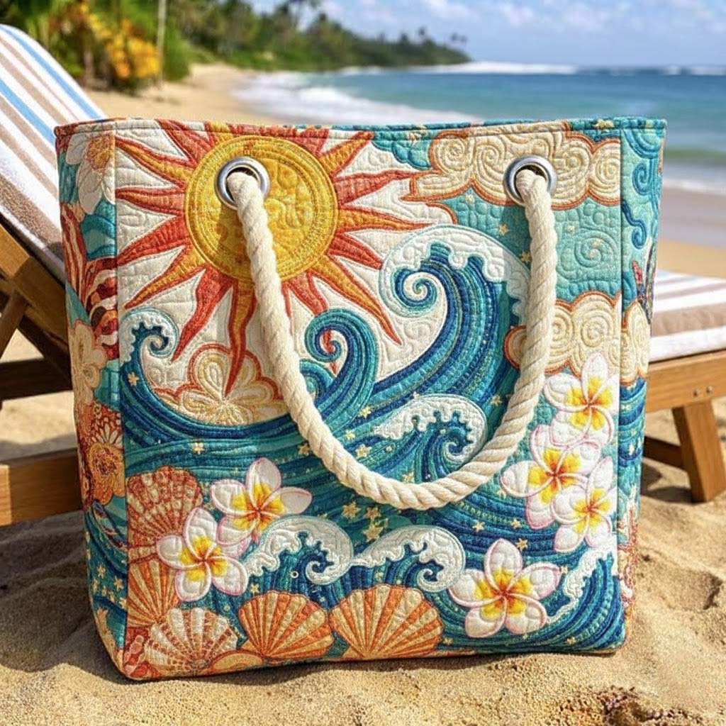 Bolsa de playa acolchada – Brillo dorado – L y XL