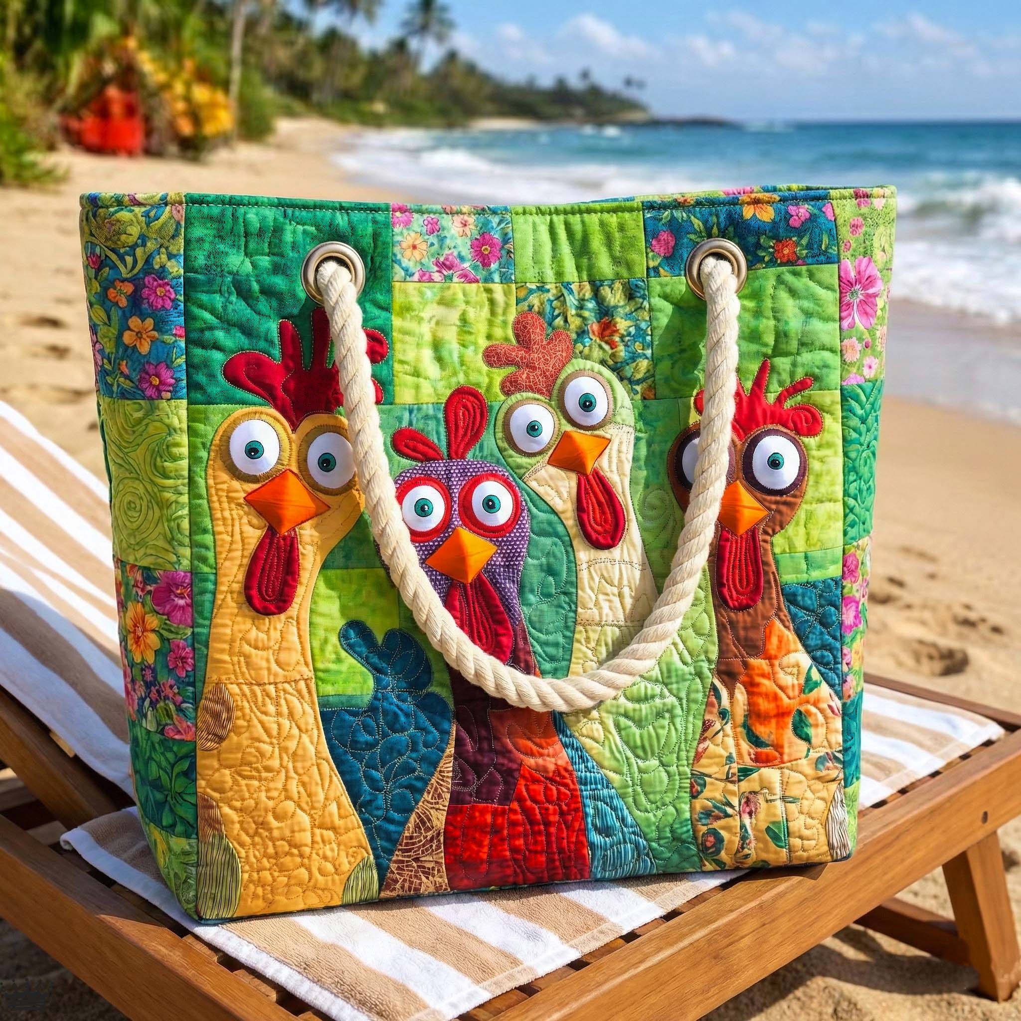 Bolsa de playa acolchada – Gallo colorido – Idea de regalo