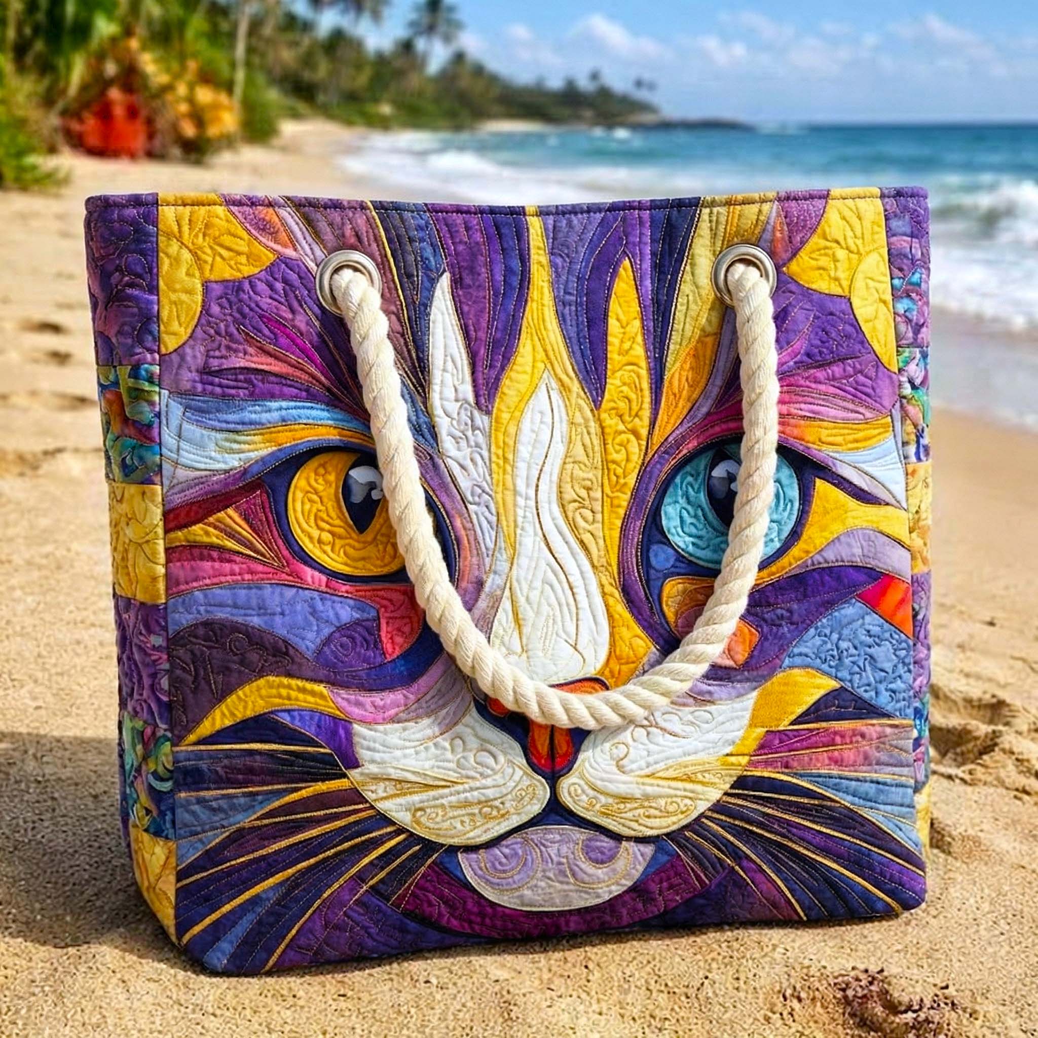 Bolsa de playa acolchada – Gato de espíritu libre