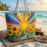 Bolso de playa patchwork – Sol arcoíris – espacioso y ligero