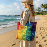 Bolso de Playa Acolchado – Huellas de Patas Coloridas