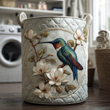 Canastro de Lavadero Acolchado – Colibrí en Estilo de Encaje