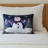 Funda de cojín acolchada - Muñeco de nieve morado