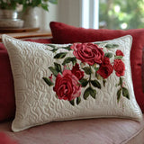 Funda de cojín acolchada - Jardín de los corazones de rosa