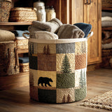Canastro de Lavadero Acolchado – Patchwork de Bosque