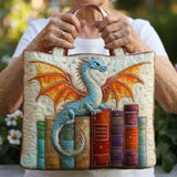 Bolso de mano acolchado – Dragón esmeralda, guardián de los libros